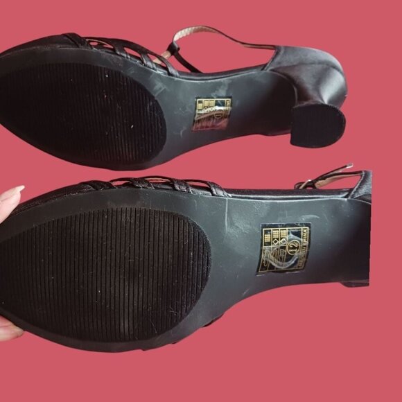 Ellie 254 lucille dress pump Satin T-Strap  Shoes With  Strappy Design Size 12 - Picture 6 of 13